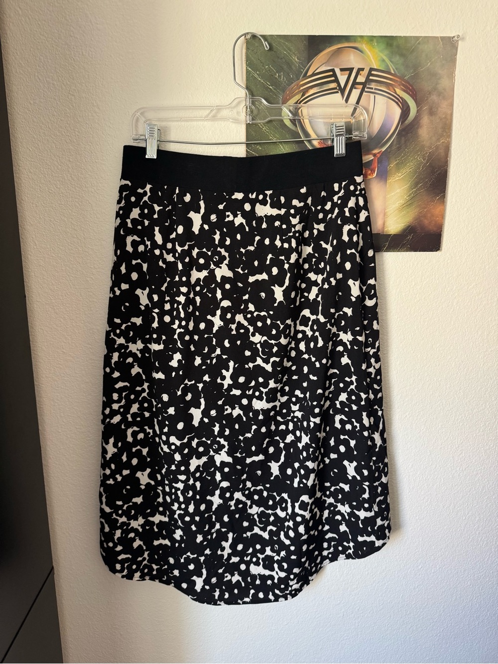 Vintage Cabi Black and White Printed A-Line Skirt